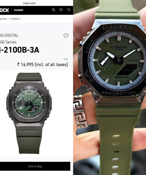 G SHOCK GA 2100 black green metal dail