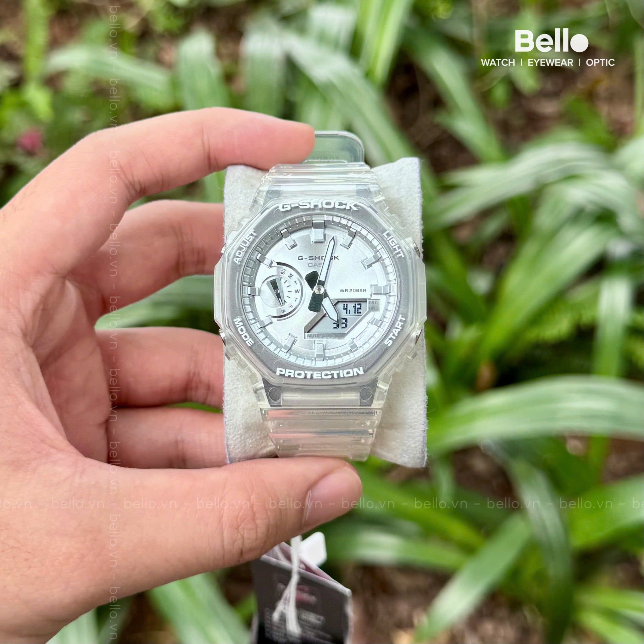 G SHOCK GA 2100 TRANSPERENT SILVER DAIL